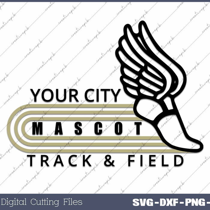 Track And Field Custom Mascot And City SVG PNG Printable File