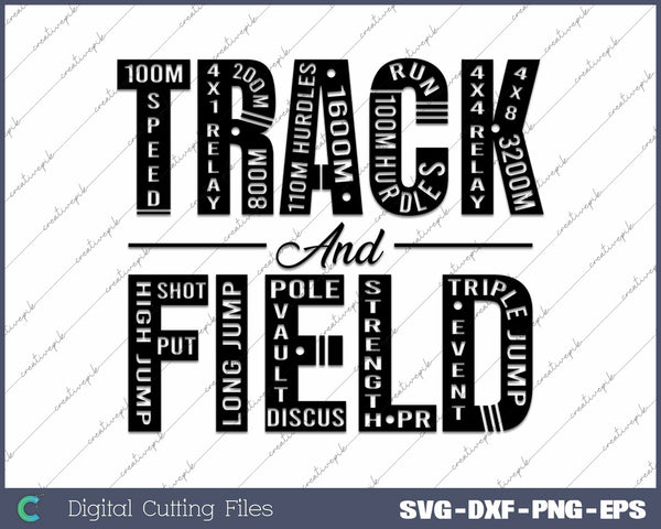 Track And Field Typography SVG PNG Cutting Printable Files