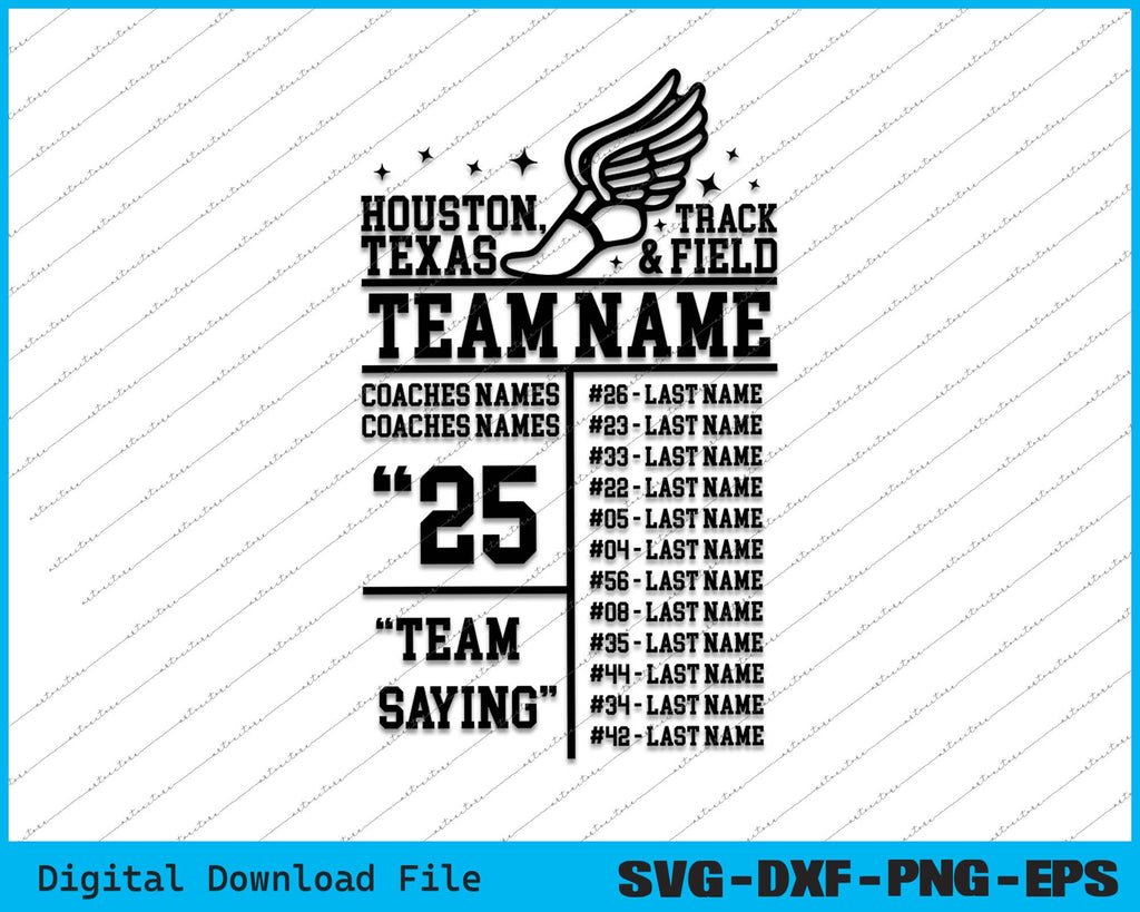 Track & Field Team Roster Template SVG PNG Cutting Printable Files ...