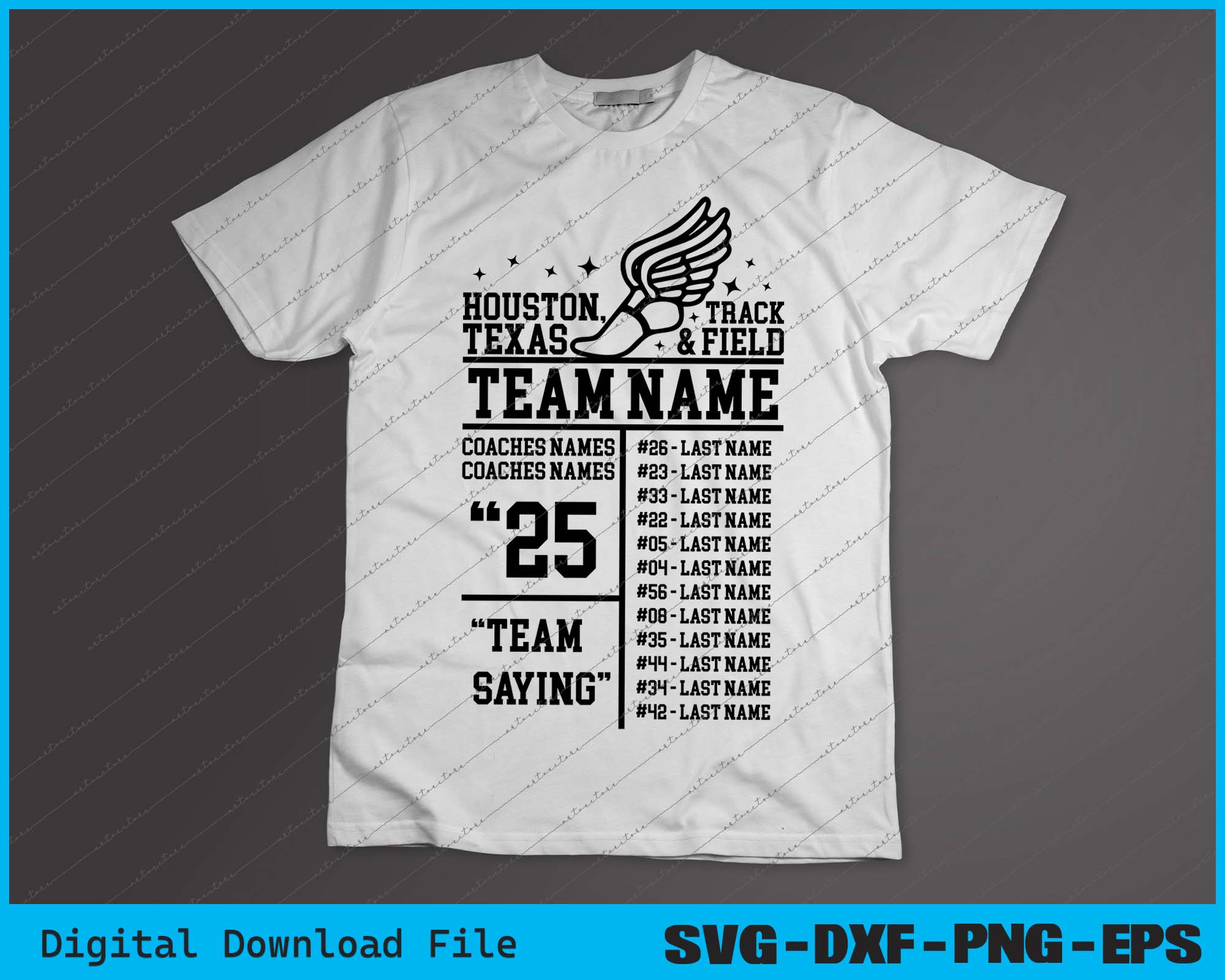 Track & Field Team Roster Template SVG PNG Cutting Printable Files ...