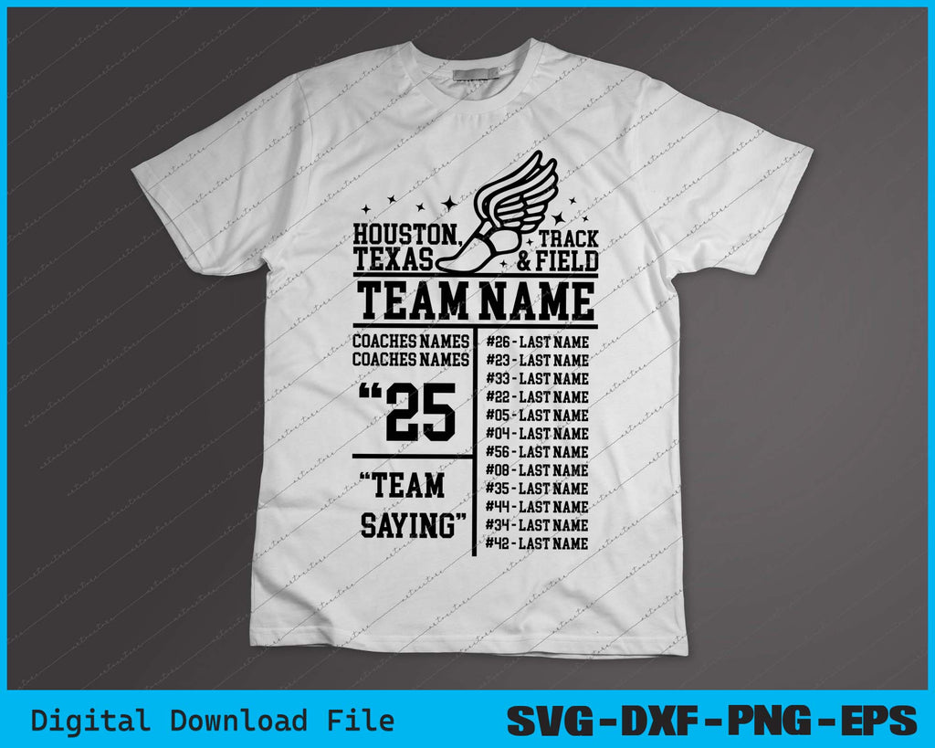 Track & Field Team Roster Template SVG PNG Cutting Printable Files ...