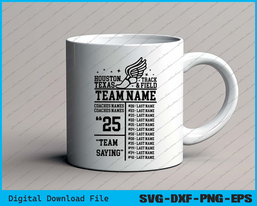 Track & Field Team Roster Template SVG PNG Cutting Printable Files ...