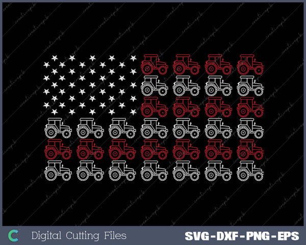 Tractor American Flag Farmer SVG PNG Cutting Printable Files