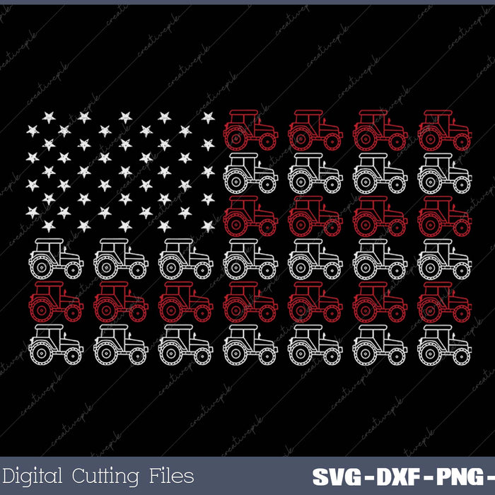 Tractor American Flag Farmer SVG PNG Cutting Printable Files