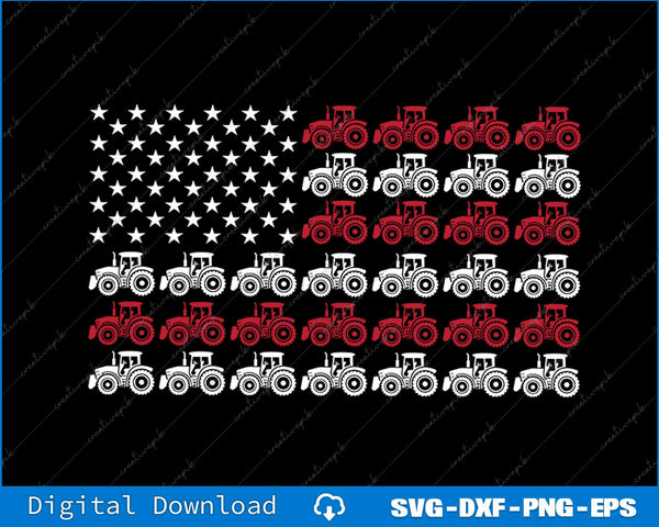Tractor American Flag Farmer SVG PNG Cutting Printable File