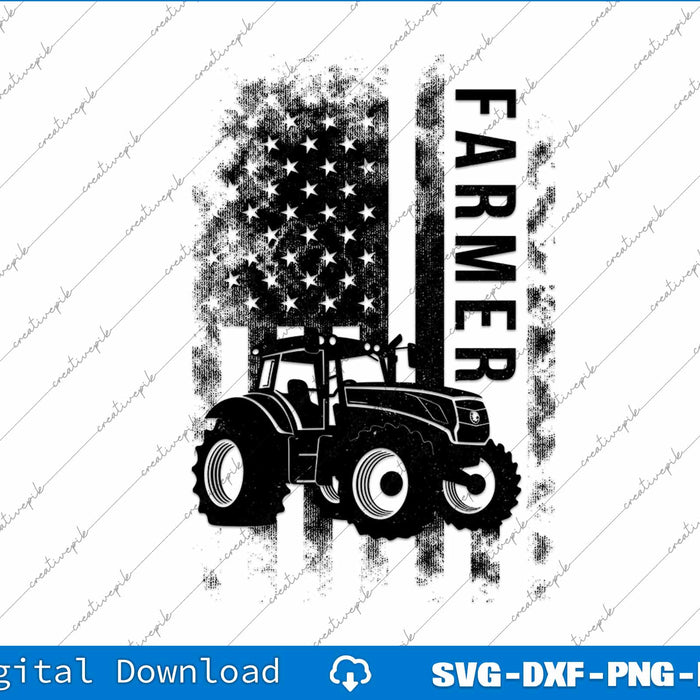 Tractor American Usa Flag Funny Farmer Rancher SVG PNG Cutting File