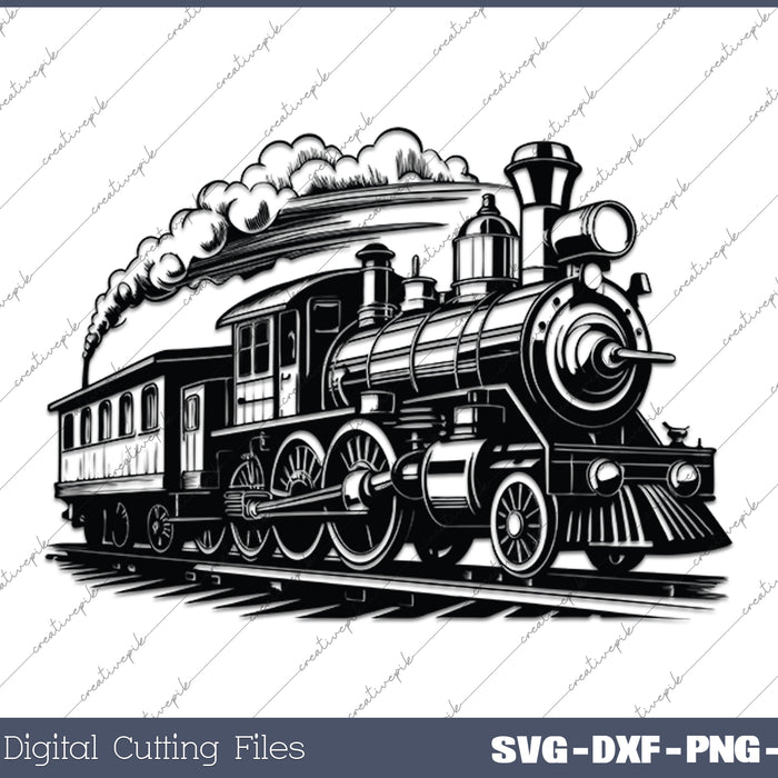 Train Railway Locomotive SVG PNG Cutting Printable Files