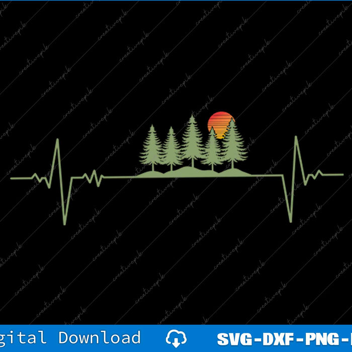 Trees Wildlife Nature Heartbeat Forest SVG PNG Cutting Printable File