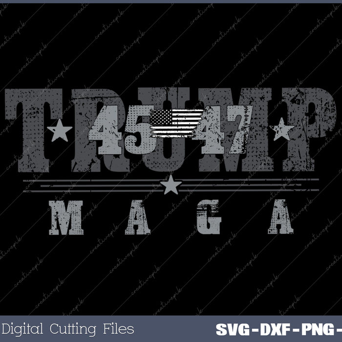 Trump 45-47 MAGA US Flag SVG PNG Cutting Printable Files