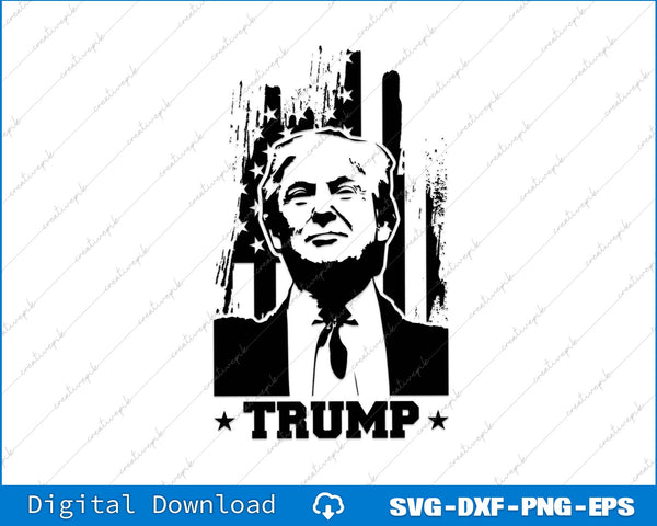 Trump Distressed USA Flag SVG PNG Cutting Printable Files