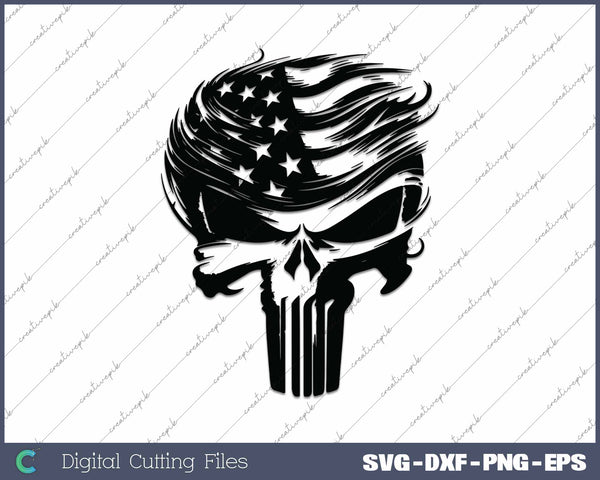 Trump Punisher Skull USA Flag SVG PNG Cutting Printable Files