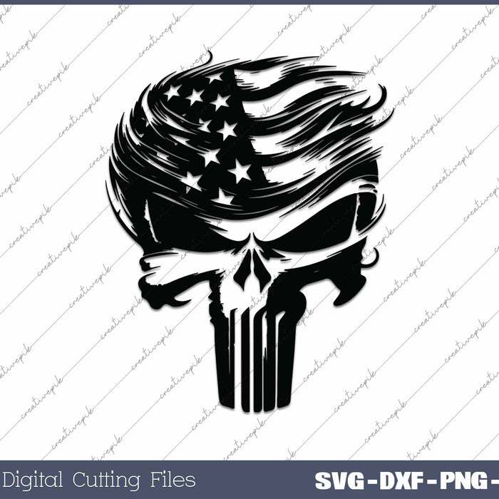 Trump Punisher Skull USA Flag SVG PNG Cutting Printable Files