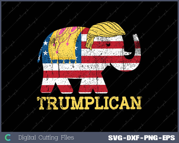 Trumplican Elephant Trump Hair 2025 Election Republican Gift SVG PNG Cutting Printable Files