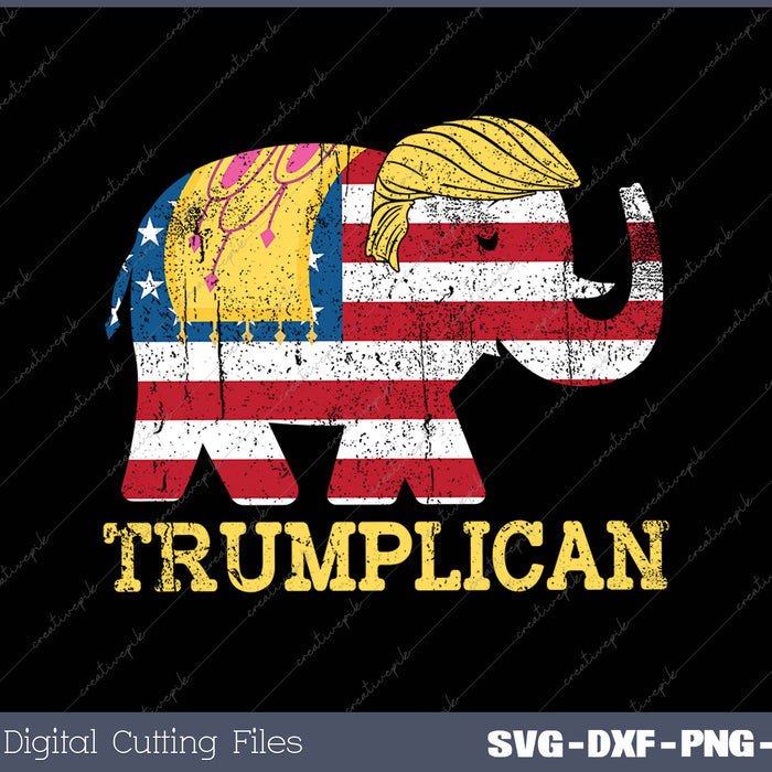 Trumplican Elephant Trump Hair 2025 Election Republican Gift SVG PNG Cutting Printable Files