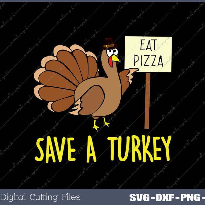 Turkey Eat Pizza Vegan Thanksgiving Matching SVG PNG Cutting Printable Files