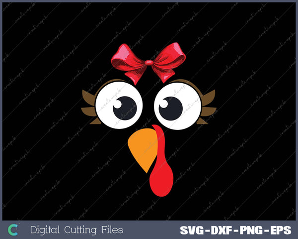 Turkey Face Girl Pink Bow