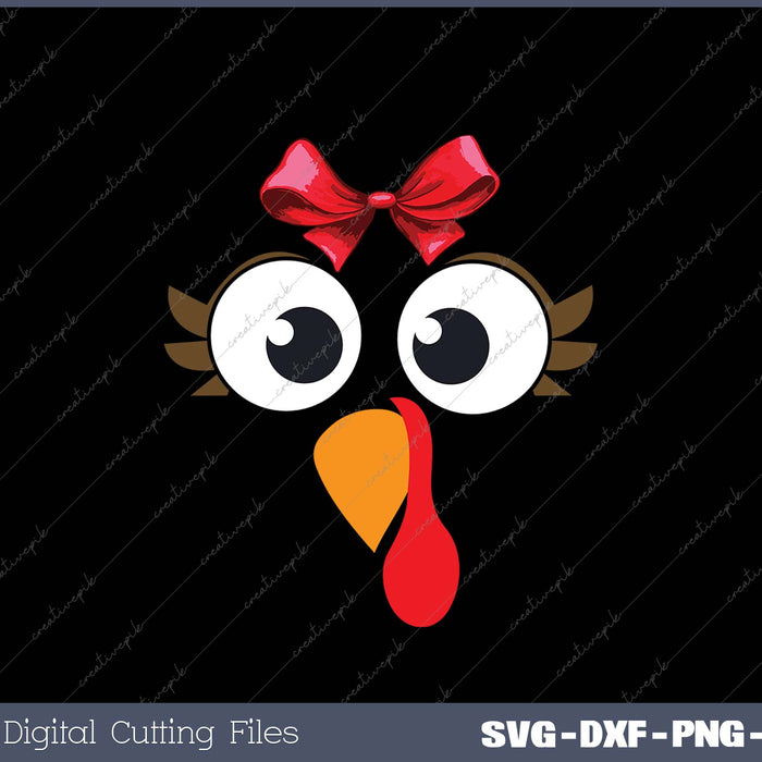 Turkey Face Girl Pink Bow