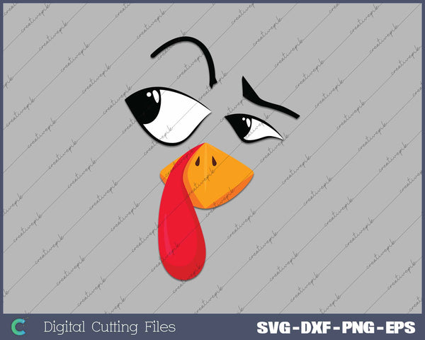 Turkey Face Pilgrim Funny Thanksgiving Costume SVG PNG Cutting Printable Files