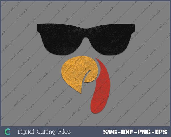 Turkey Face Thanksgiving Day Piligrim SVG PNG Cutting Printable Files