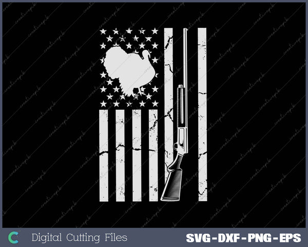 Turkey Hunting American Flag SVG PNG Cutting Printable Files