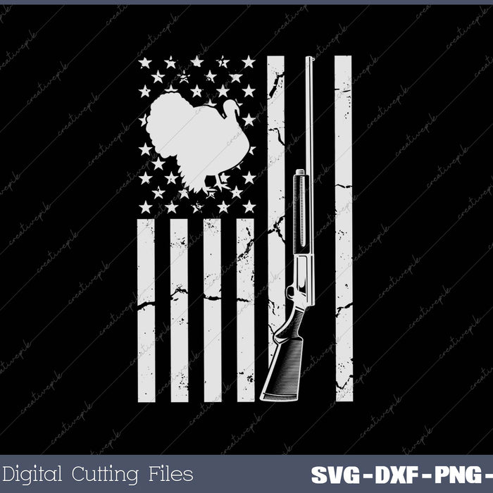 Turkey Hunting American Flag SVG PNG Cutting Printable Files