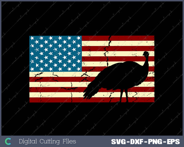 Turkey Hunting American Flag USA 4th of July Bird SVG PNG Cutting Printable Files