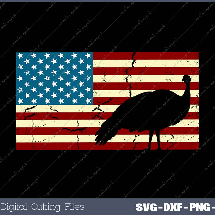 Turkey Hunting American Flag USA 4th of July Bird SVG PNG Cutting Printable Files