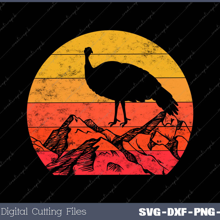 Turkey Hunting Retro Sunset Upland Bird Hunter Thanksgiving SVG PNG Cutting Printable Files