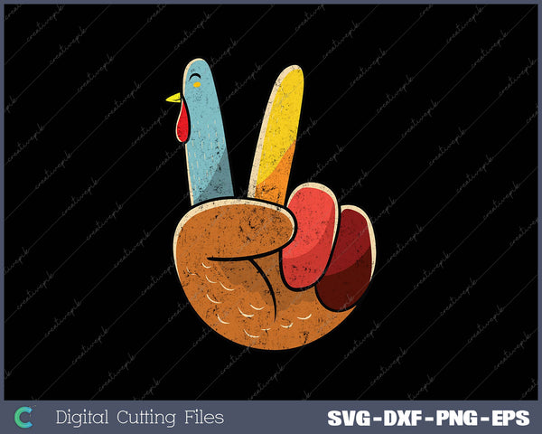 Turkey Peace Hand Sign Thanksgiving Thankful 