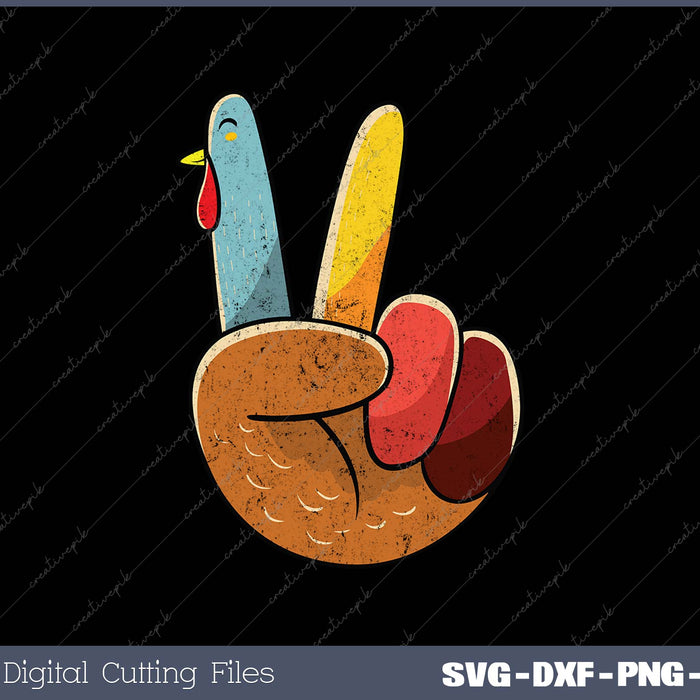 Turkey Peace Hand Sign Thanksgiving Thankful 