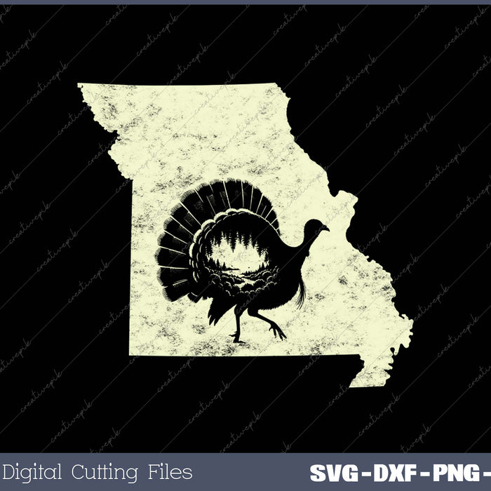 Turkeys hunting Missouri Map United state hunters SVG PNG Cutting Printable Files