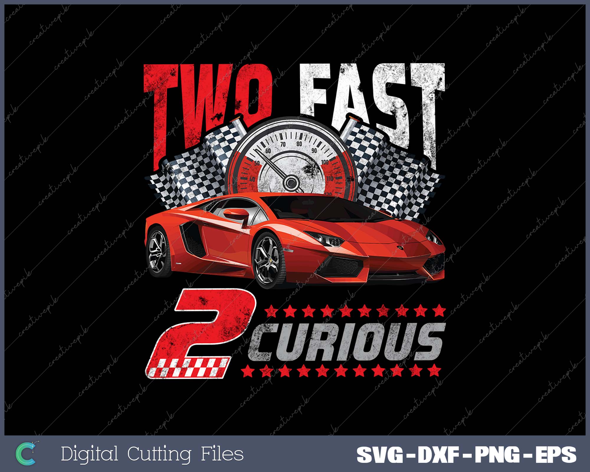 Two Fast 2 Curious Racing 2nd Birthday SVG PNG Printable Files ...