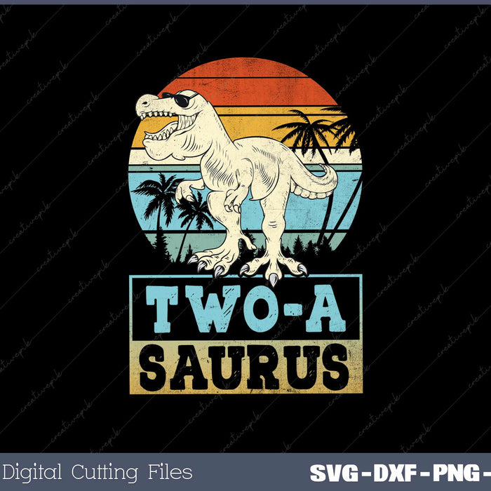 Two a Saurus Birthday T Rex Dino 2nd Dinosaur Matching SVG Cut files