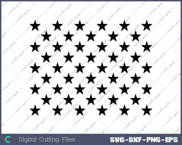 US 50 Star Union Silhouette For American Flag SVG PNG Cutting Printable Files