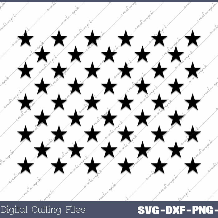 US 50 Star Union Silhouette For American Flag SVG PNG Cutting Printable Files