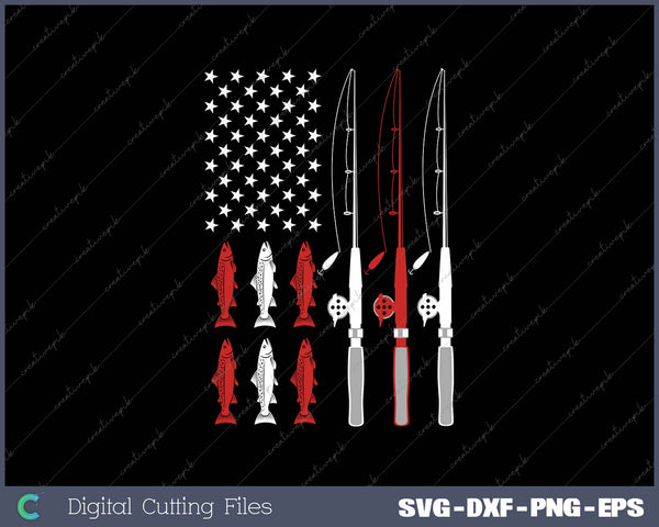 USA Flag Fishing Dad Grandpa SVG PNG Cutting Printable Files