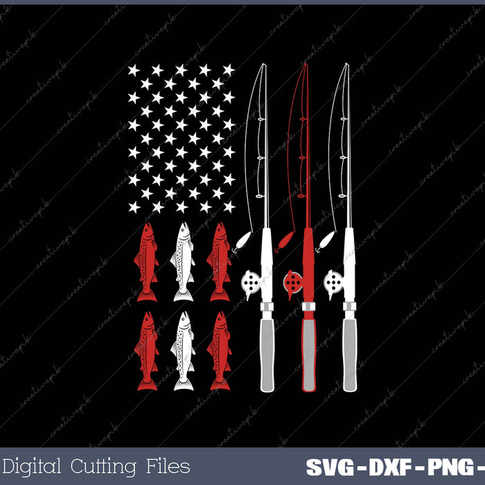 USA Flag Fishing Dad Grandpa SVG PNG Cutting Printable Files