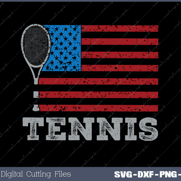 USA Flag Tennis Mens Womens US Tennis Lover SVG PNG Cutting Printable Files