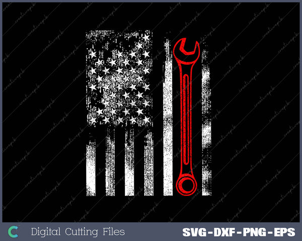 USA Flag Wrench Car Auto Mechanic Garage