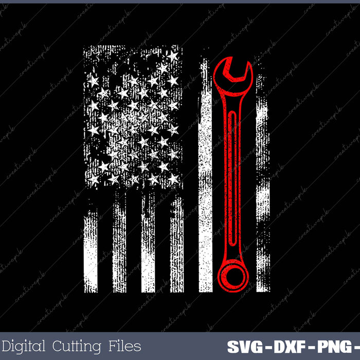 USA Flag Wrench Car Auto Mechanic Garage