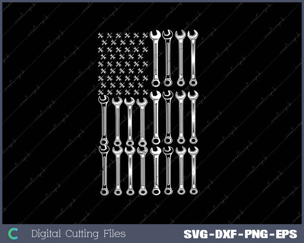 USA Flag Wrenches Car Auto Mechanic Garage Patriotic Men Dad