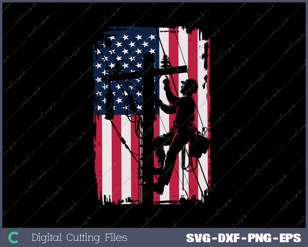 USA Patriotic Lineman SVG PNG Cutting Printable Files