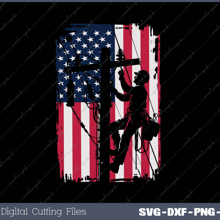 USA Patriotic Lineman SVG PNG Cutting Printable Files