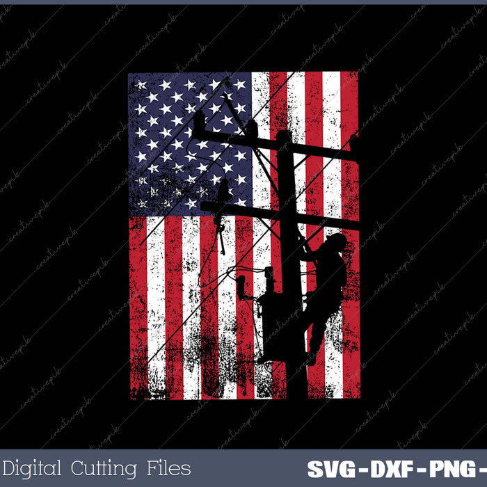 USA Patriotic Lineman Gift Lineman SVG PNG Cutting Printable Files