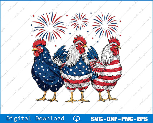 USA Rooster Patriotic Chicken 4th Of July Sublimation SVG PNG Printable File