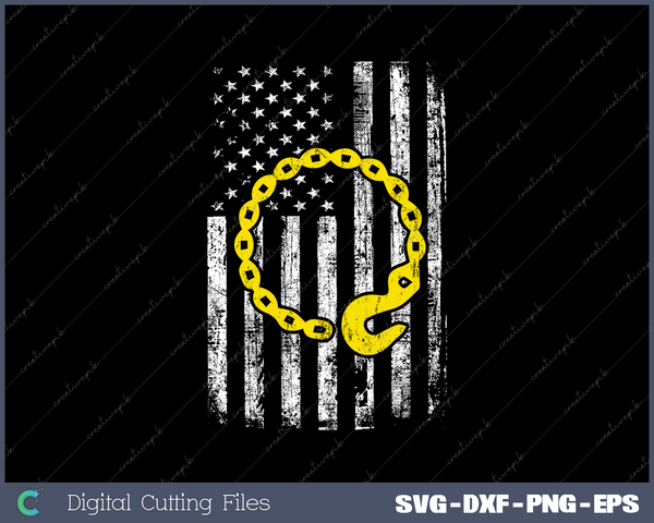 USA Thin Yellow Line Hook Tee Tow Truck Driver SVG PNG Cutting Printable Files