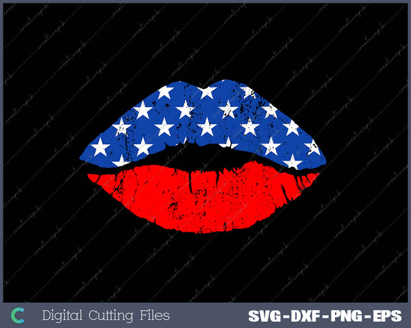 USA lips Kiss SVG PNG Cutting Printable Files