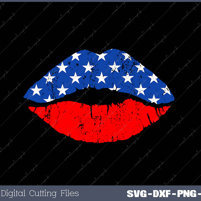 USA lips Kiss SVG PNG Cutting Printable Files