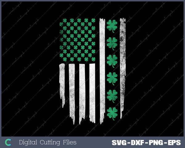 US American flag with shamrocks for St Patricks day SVG PNG Cutting Printable Files