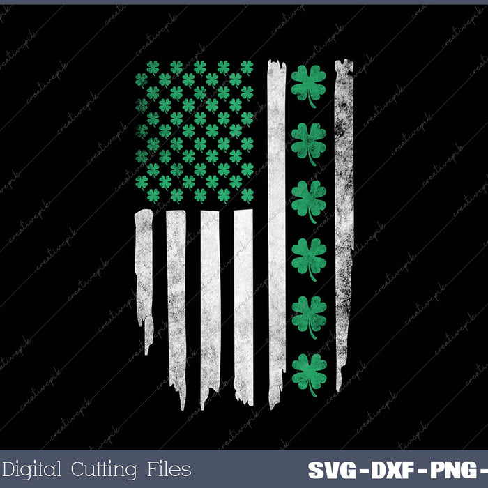 US American flag with shamrocks for St Patricks day SVG PNG Cutting Printable Files